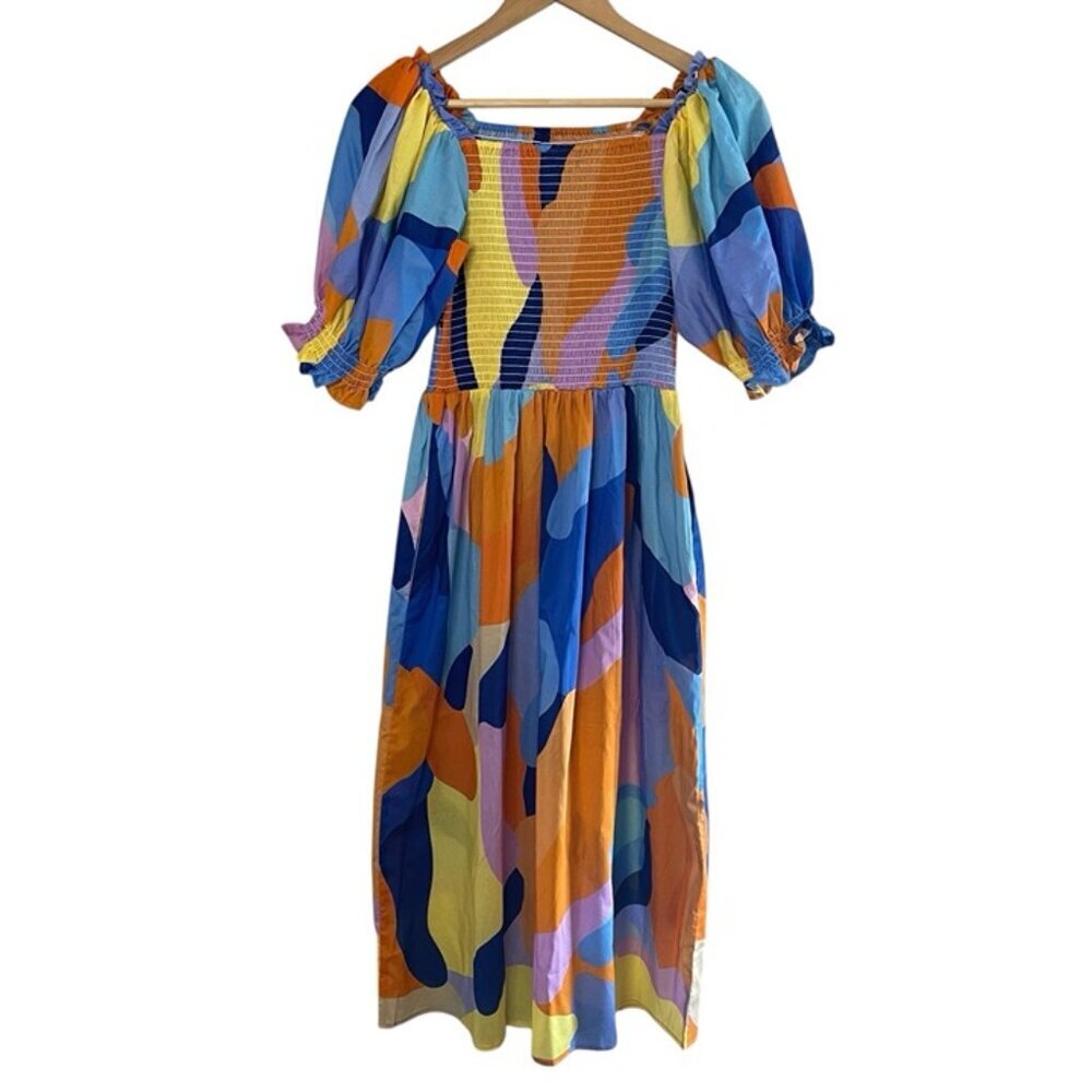 ❌SOLD❌NWT JESSIE ZHAO Tropical Love Smocked Midi Dress, Small - Picture 6 of 12